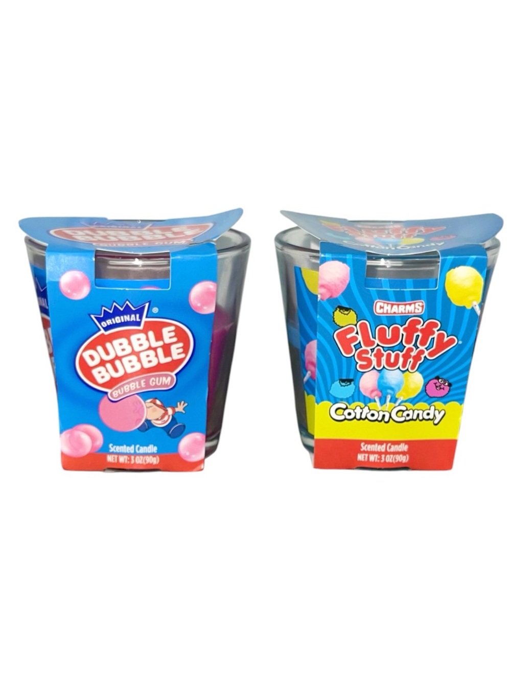 Fluffy Stuff & Bubble Bubble Scented Candle Duo - Pink Cotton Candy Bubble Gum